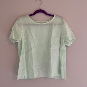 Mint green linen shirt from J Crew